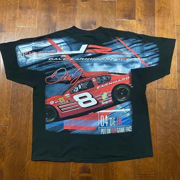 Dale Earnhardt Jr. Y2K 2004 All Over Print Black Red T-Shirt Men's Size XXL - Picture 4 of 8